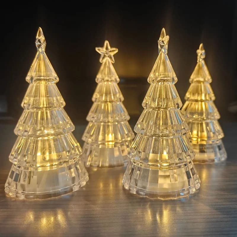 Gjennomsiktig akryl juletre/stjerne nattlys