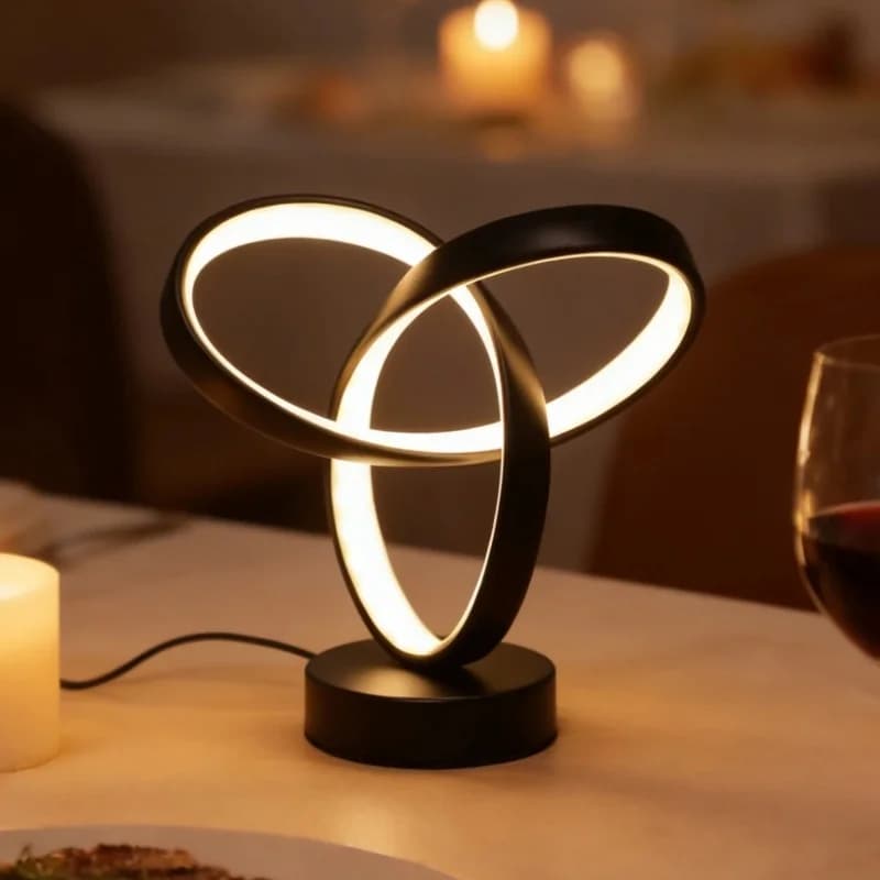 Moderne spiralformet LED-bordlampe med tre farger og dimming