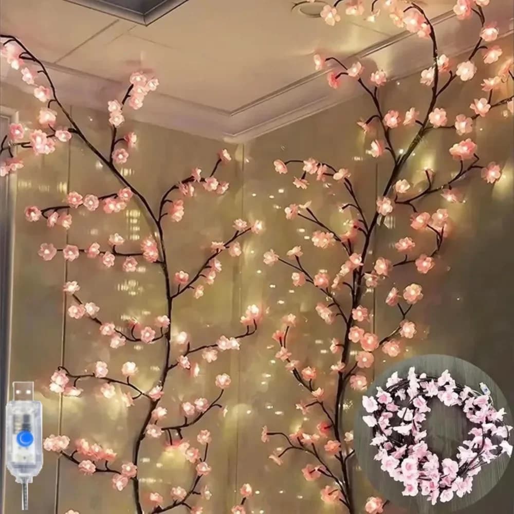 Rosakirseblomst vegglampe med fjernkontroll
