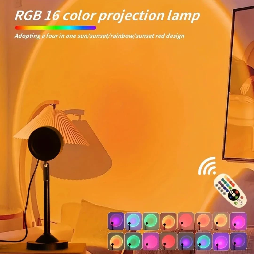 Mini USB RGB solnedgangslampe med fjernkontroll