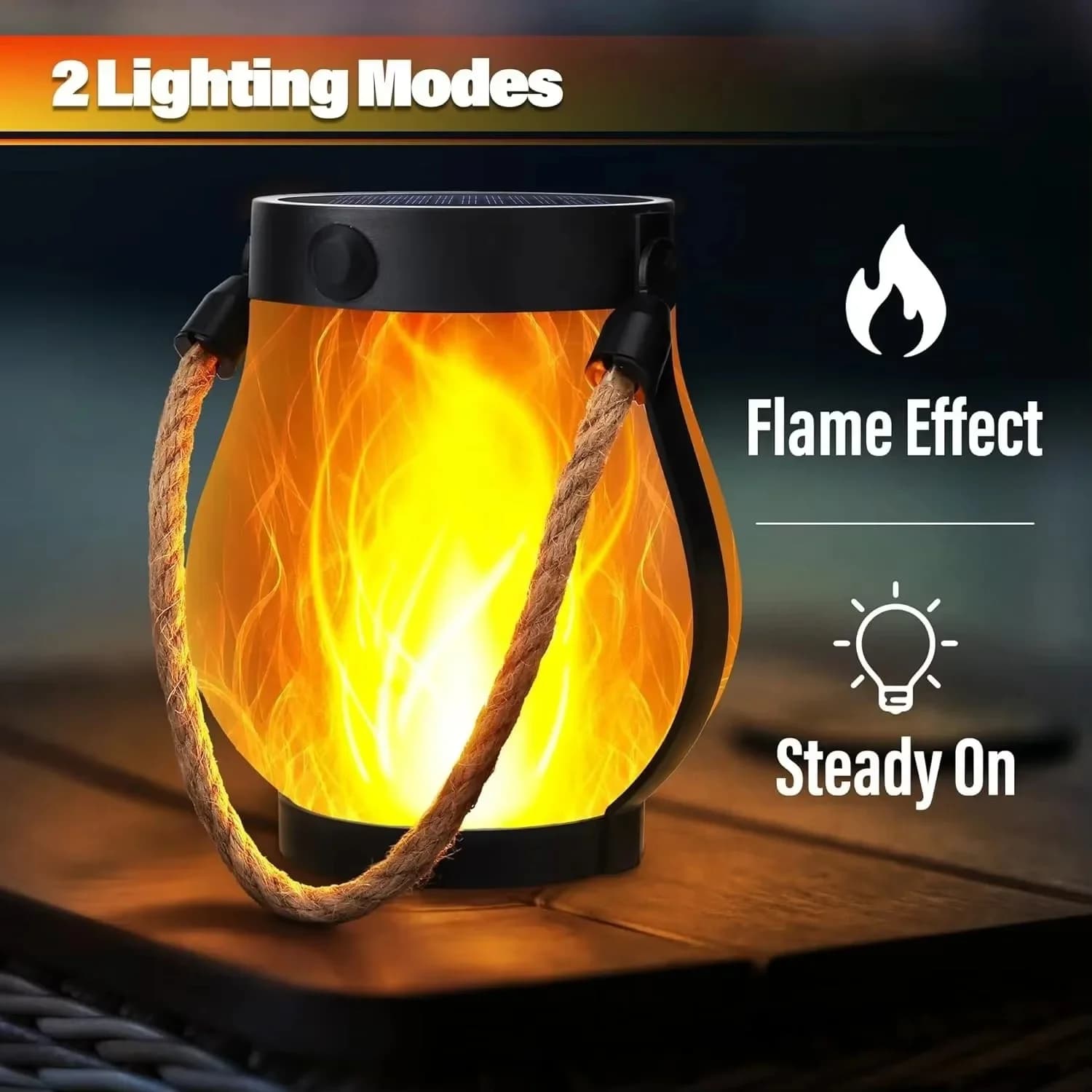 Bærbar USB-oppladbar LED-lantern, Flammeeffekt