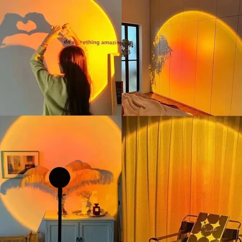Mini RGB solnedgangsprosjektor, 4-farget USB bordlampe