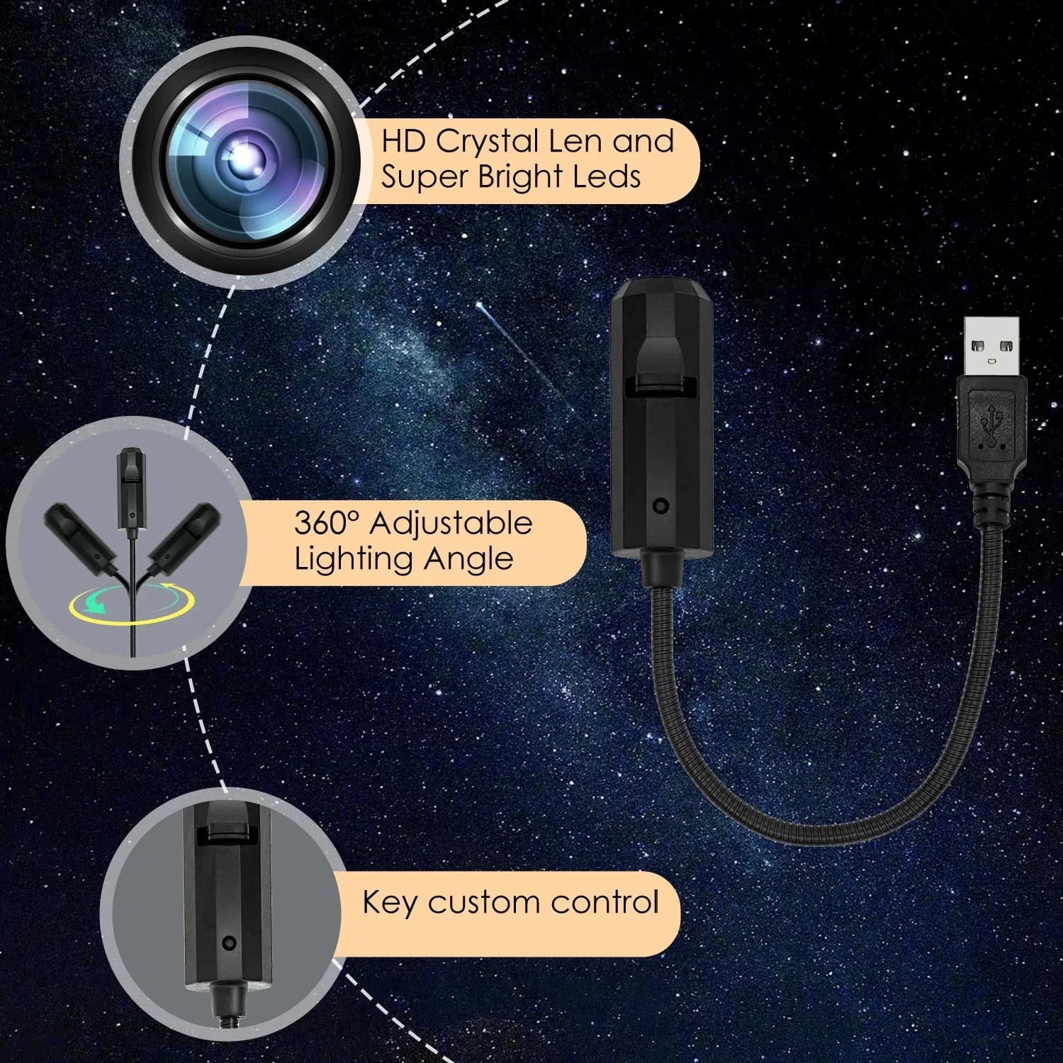 Mini USB nattlysprojektor med havmønster