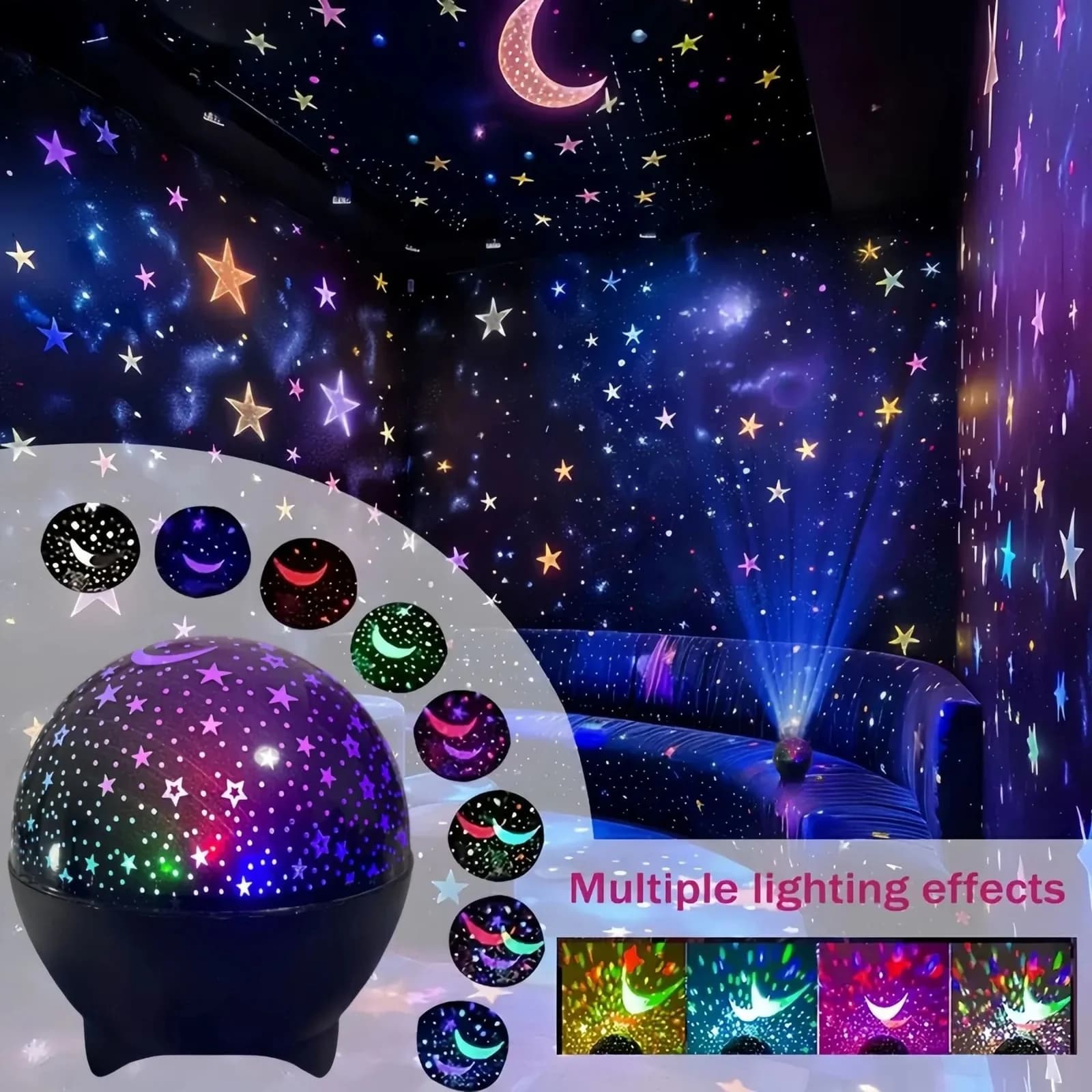 RGB Stjernehimmel-projeksjonslampe, USB-strøm