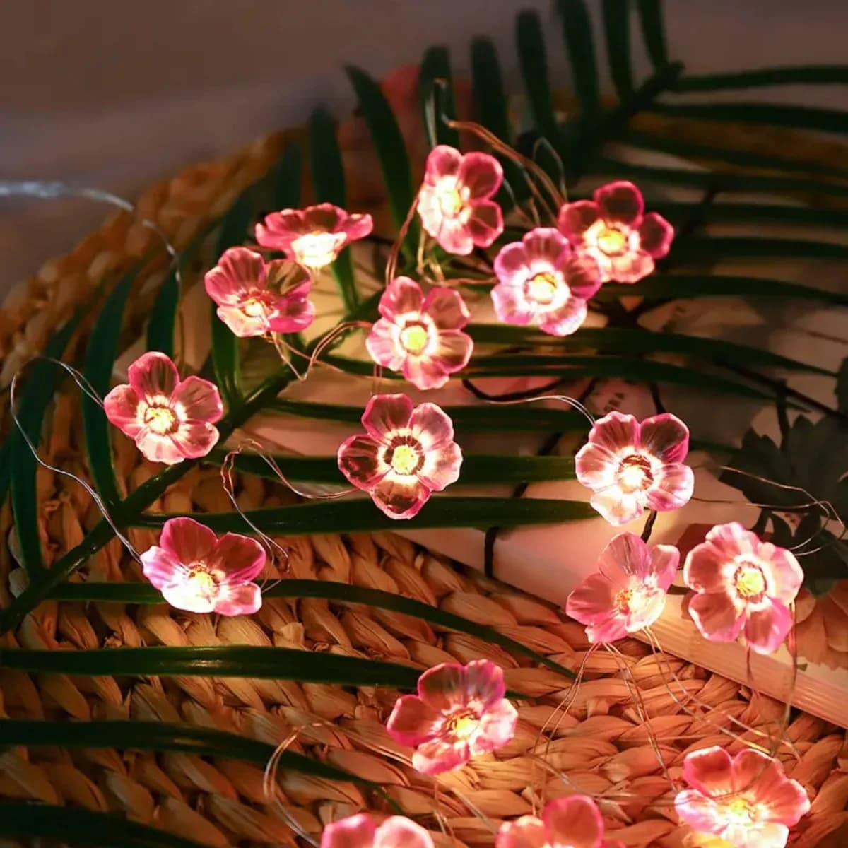 10 LED rosa kirsebærblomst lyslenke, batteridrevet