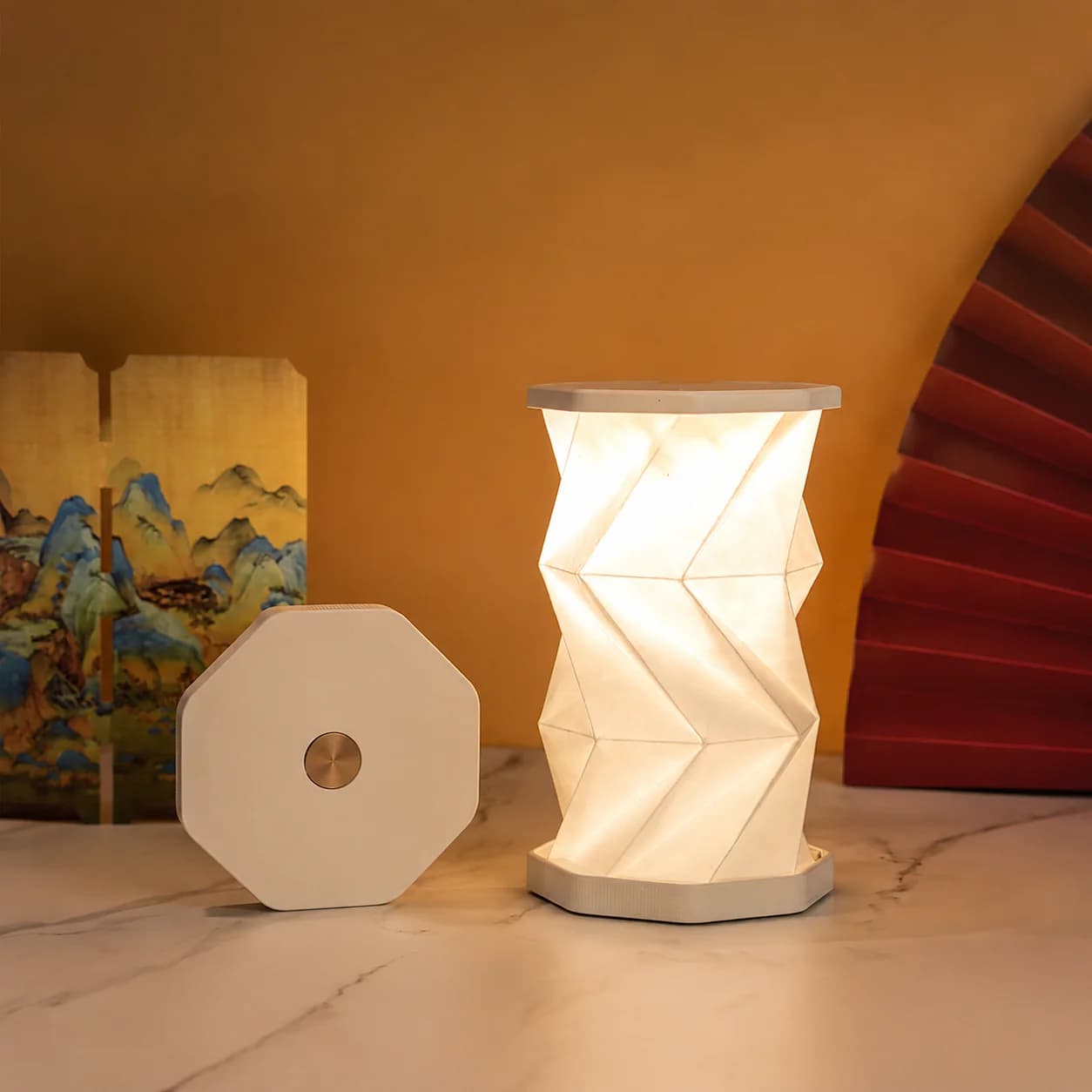 Bærbar foldbar LED-origami-nattlys med berøringsdimming