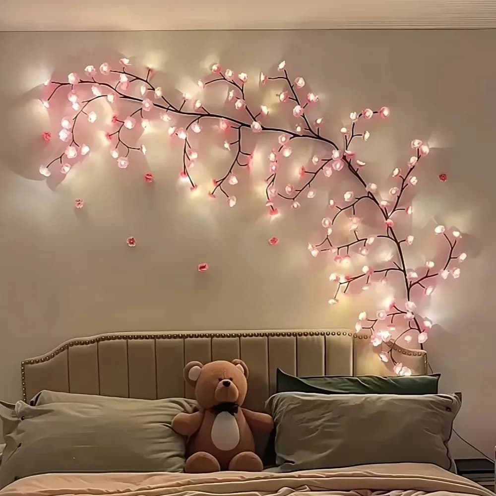 Rosa kirsebærblomst lyslenker, USB-plugg-inn