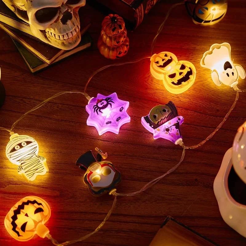 Halloween LED lyslenke med gresskar og spøkelser