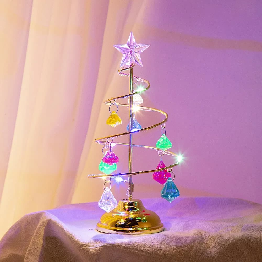 Elektroplet jern LED krystalltre nattlampe