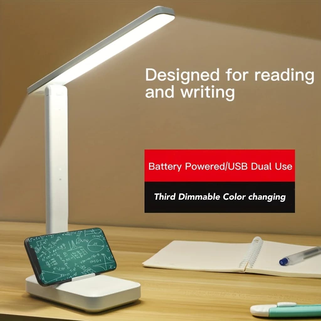 Sammenleggbar dimbar LED-skrivebordslampe, 3 farger