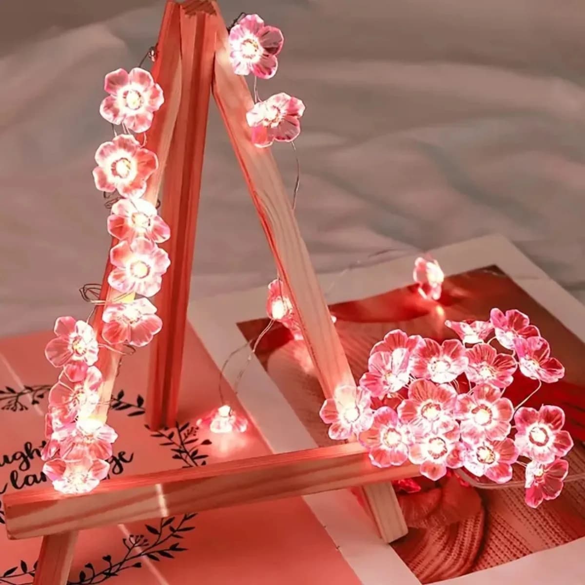10 LED rosa kirsebærblomst lyslenke, batteridrevet
