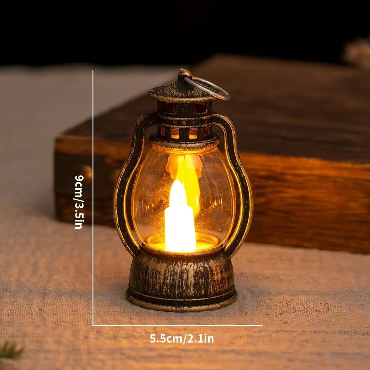 Retro mini LED-lanterne med varmt lys for dekorasjon